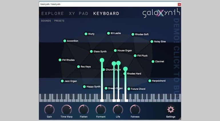 GalaXynth Keyboard mode