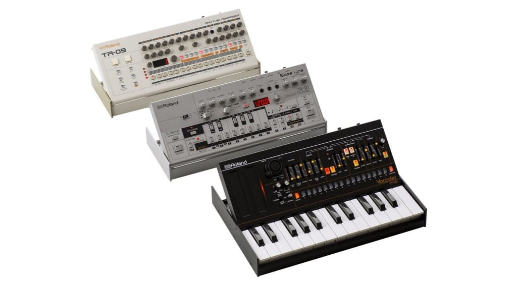 Roland TR-09, TB-03 and VP-03 tilted