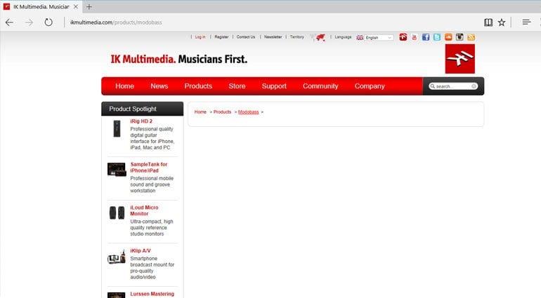 IK Multimedia MODOBASS product page