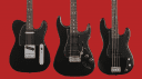 Fender Noir Special Edition Telecaster, HSS Stratocaster and Precision Bass