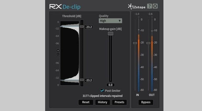 iZotope RX DeClip GUI Screenshot
