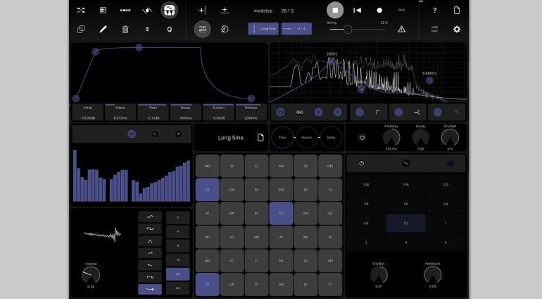Modstep MIDI sequencer for iPad - internal synth