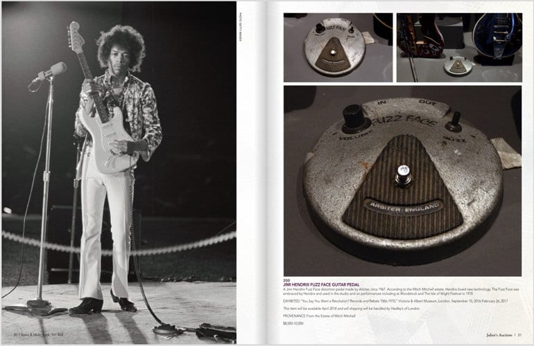 Juliens Auction Hoiuse Catalogue Jimi Hendrix Arbiter 1967 Fuzz Face pedal
