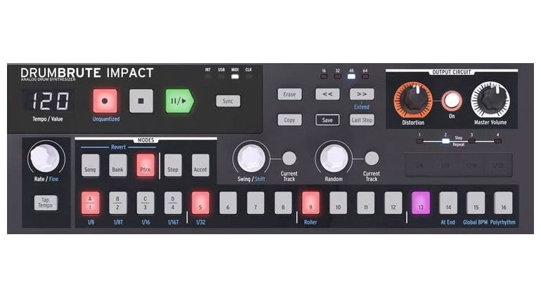 Arturia DrumBrute Impact sequencer and performance controls