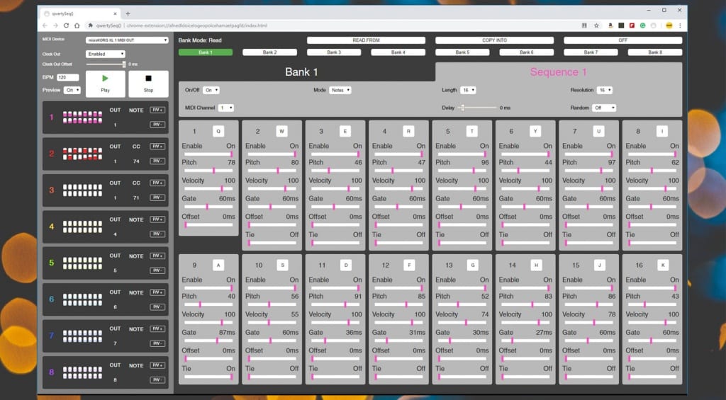 qwertySeq() - 8 track MIDI sequencer for your Chrome web browser ...
