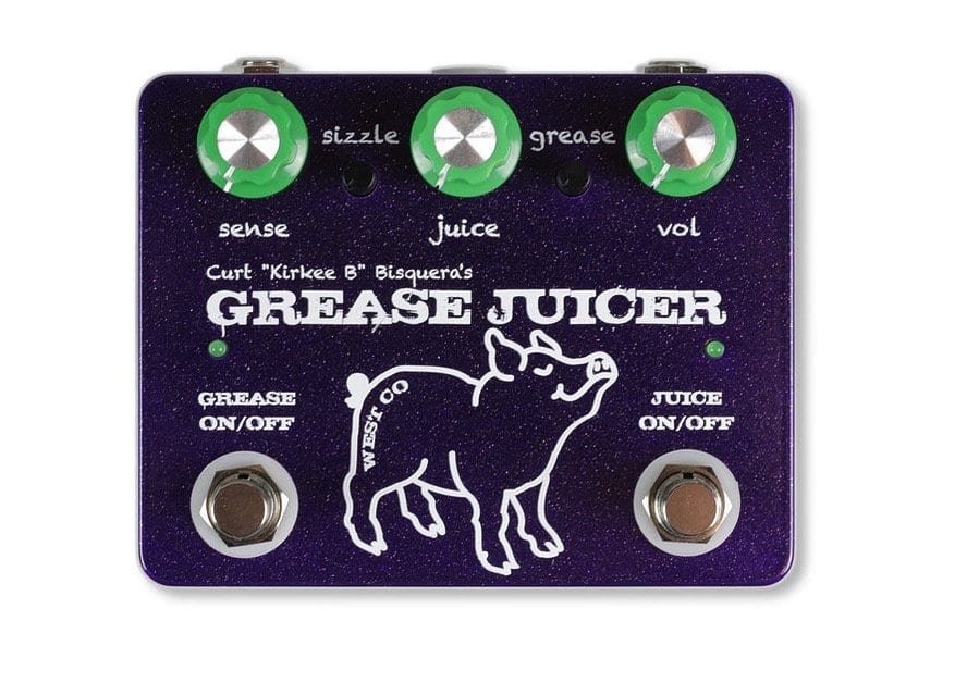 West Co Pedals Grease Juicer - Bass version with green controls and LED