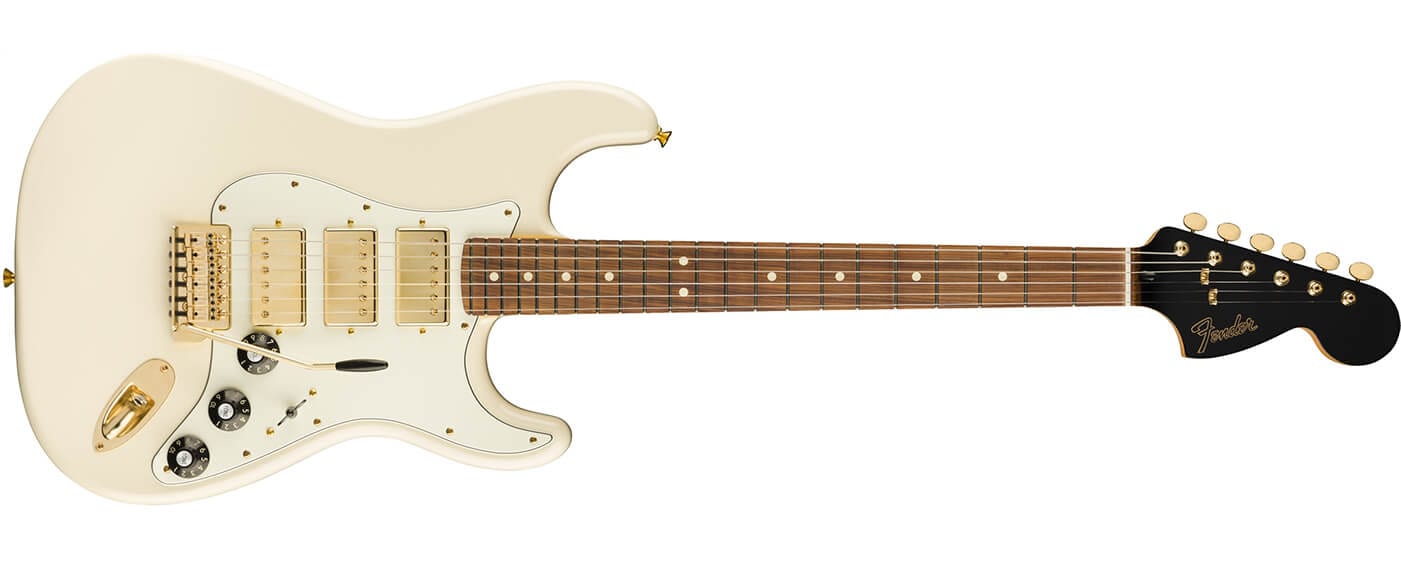 Fender Mahogany Blacktop Strat in Olympic White and three humbuckers!