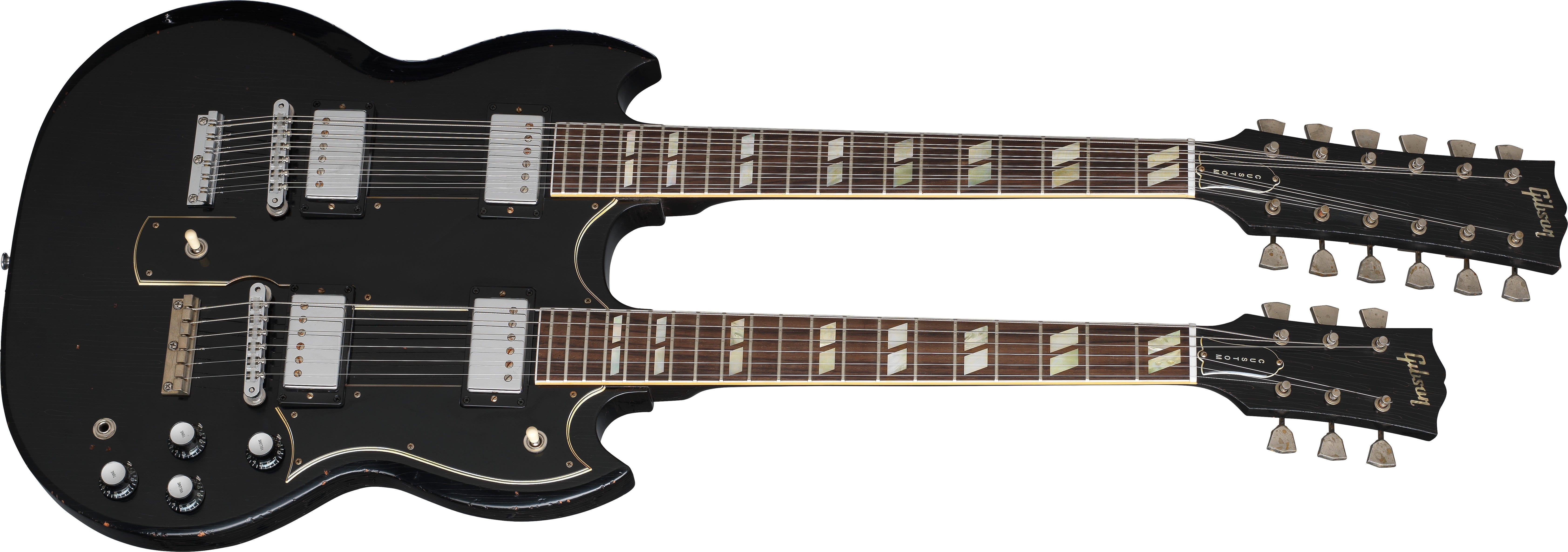Gibson Custom Shop Slash Signed 1966 EDS 1275 Doubleneck Replica Aged Ebony front