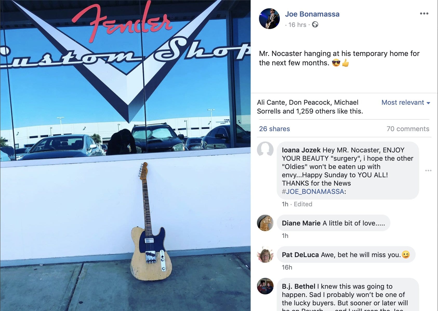 Joe Bonamassa teases Fender Custom Shop with Nocaster drop off