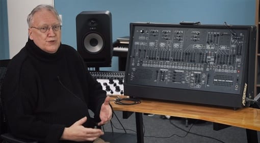 Behringer's Rob Keeble with an original ARP 2600