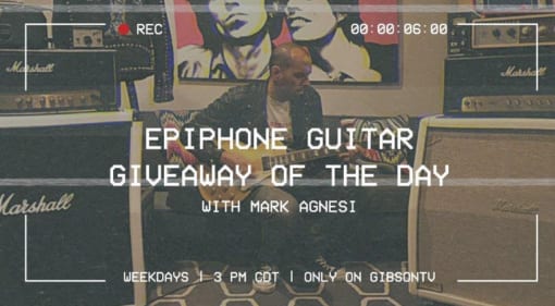 Mark Agnesi giving away a new Epiphone guitar every day