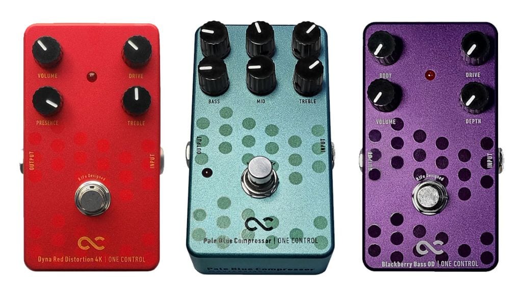One Control launches Dyna Red Distortion 4K, Pale Blue Compressor and Blackberry Bass Overdrive pedals