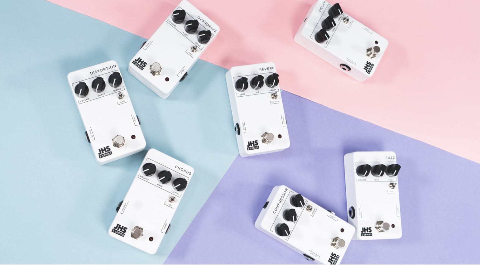 JHS Pedals Series 3 with simple control layout for each effect