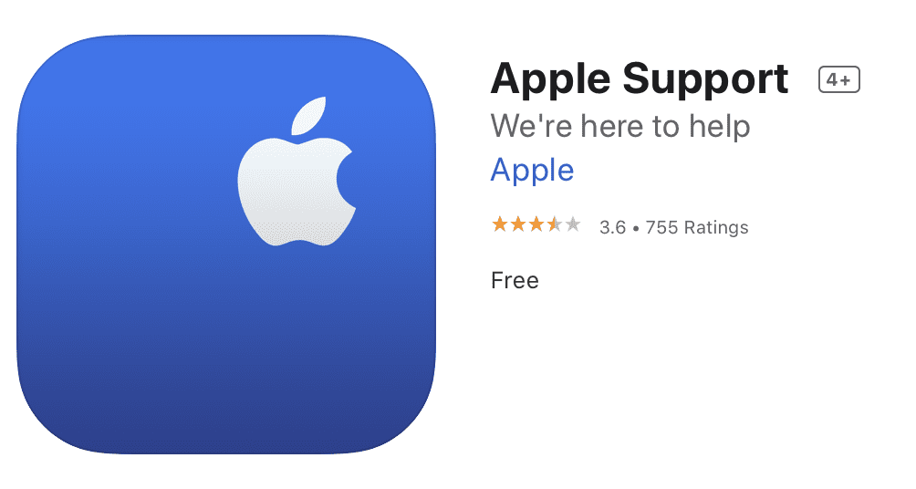 The free to download Apple Support app for iPhone and iPad 