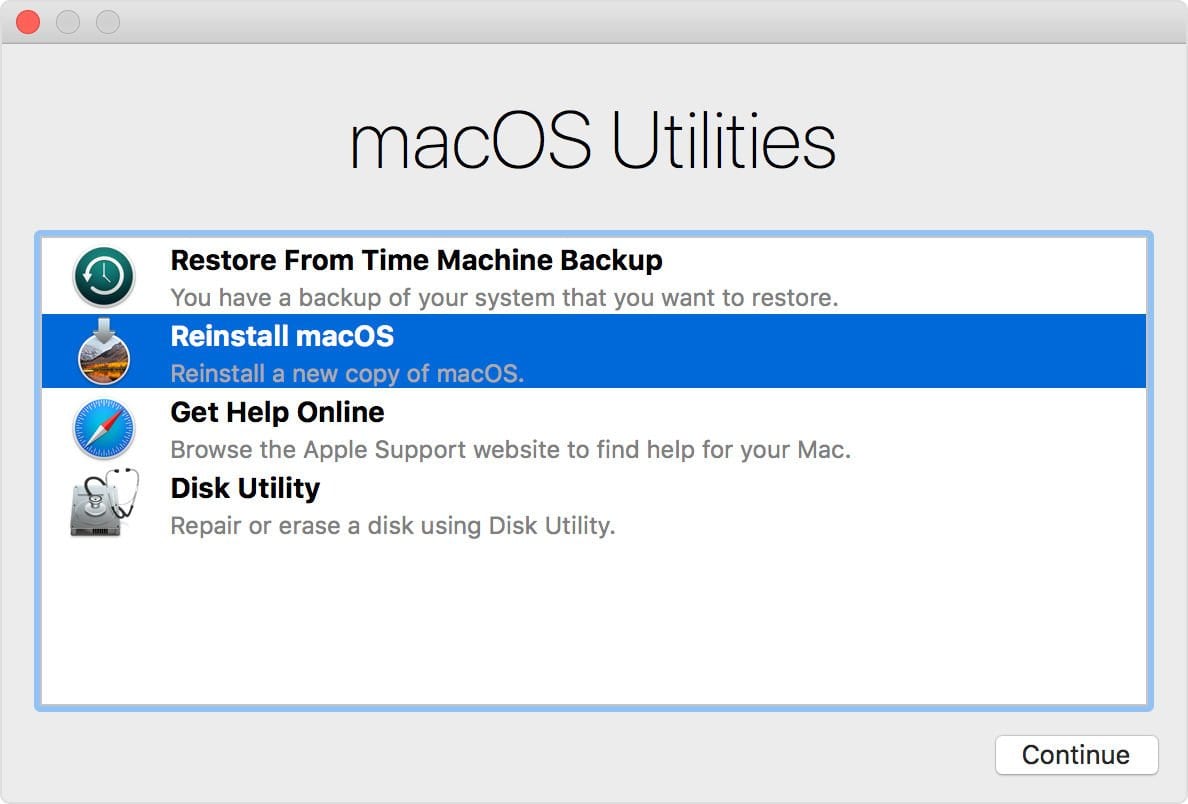 Eventually your Mac will show the Recovery Mode Utilities after you have held down Command & R keys as it boots up