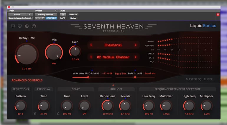 liquidsonics seventh heaven professional reverb plugin GUI