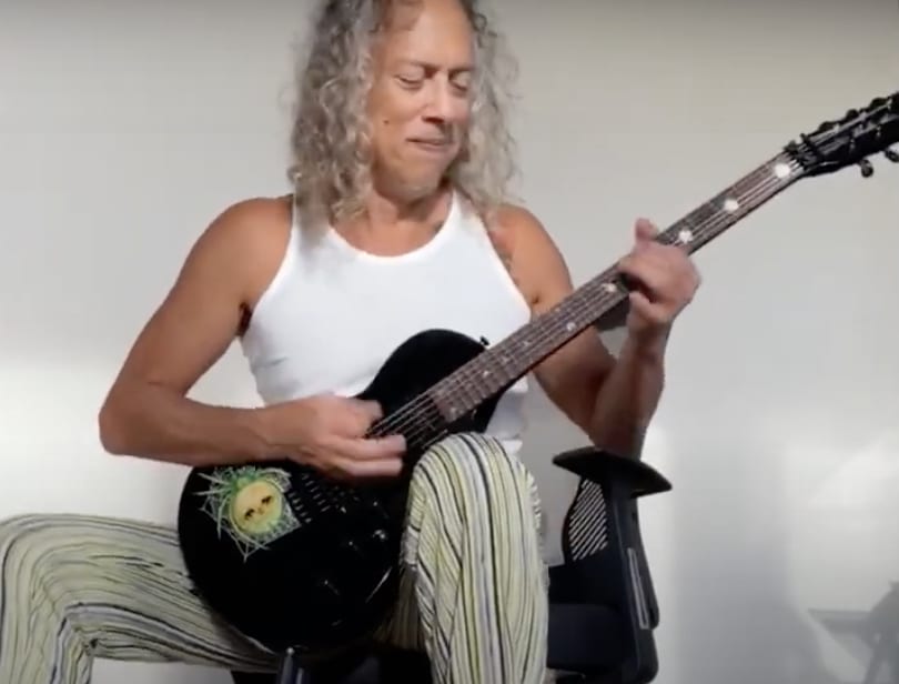 Kirk Hammett enjoying his new KH-3 Spider Eclipse