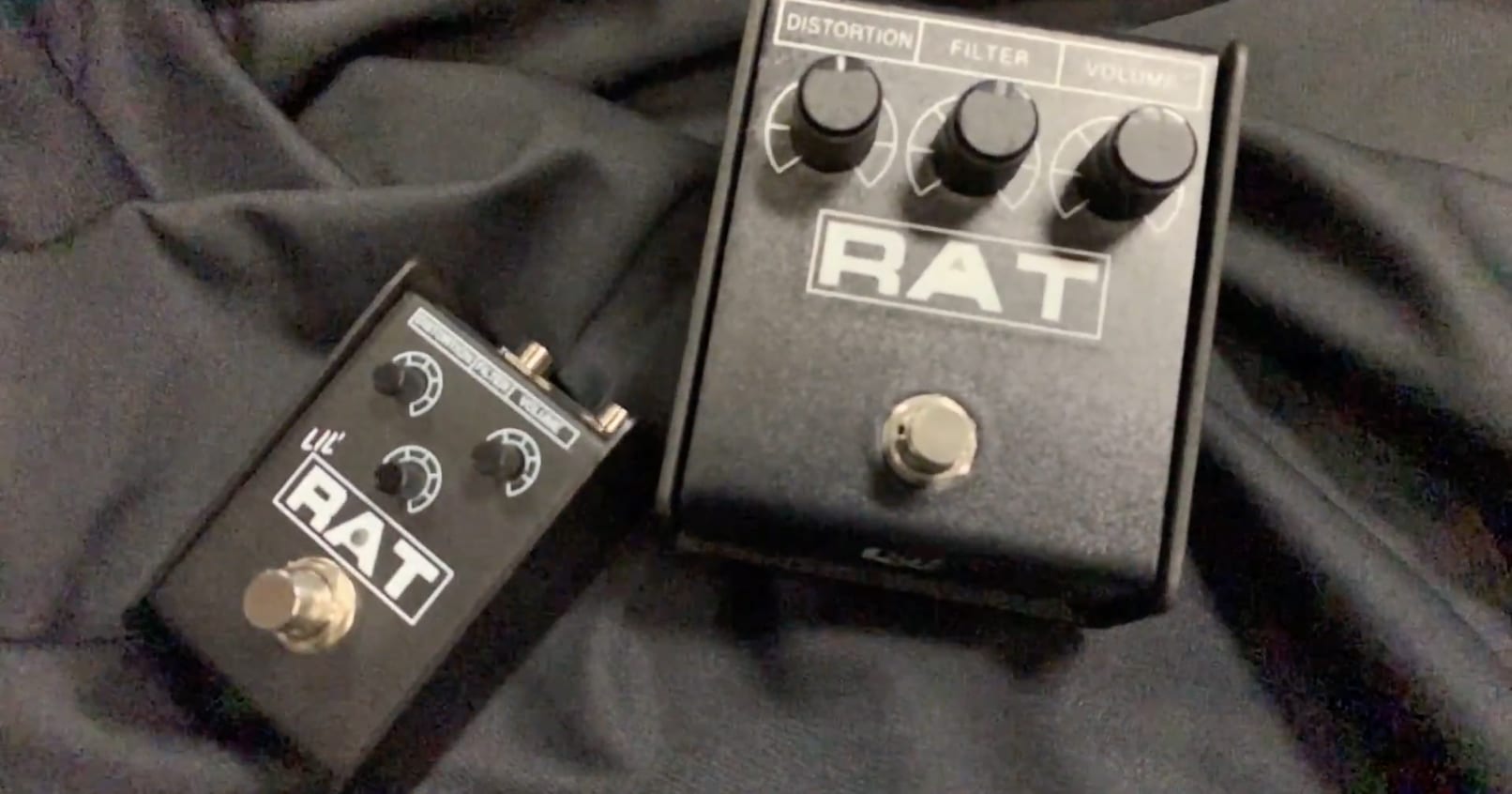 Lil Rat next to a Rat 2 pedal