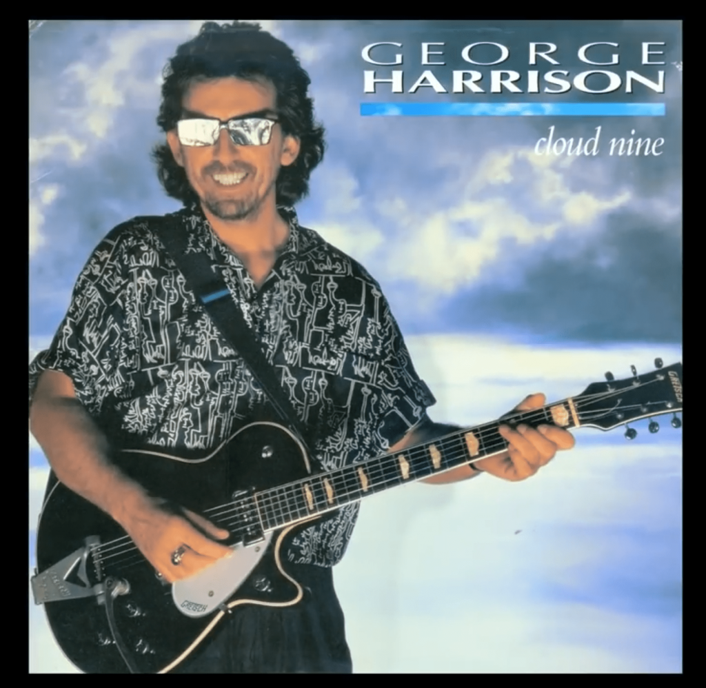 George Harrison with his Black Duo Jet on the cover of Cloud Nine