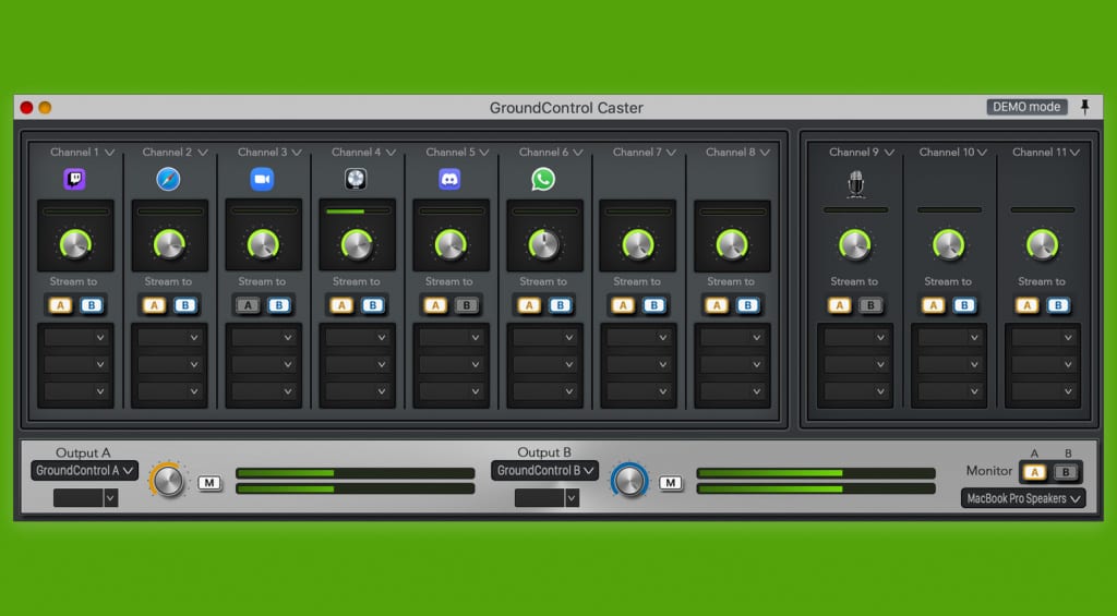 Ginger Audio GroundControl Caster audio routing and mixing for live streams