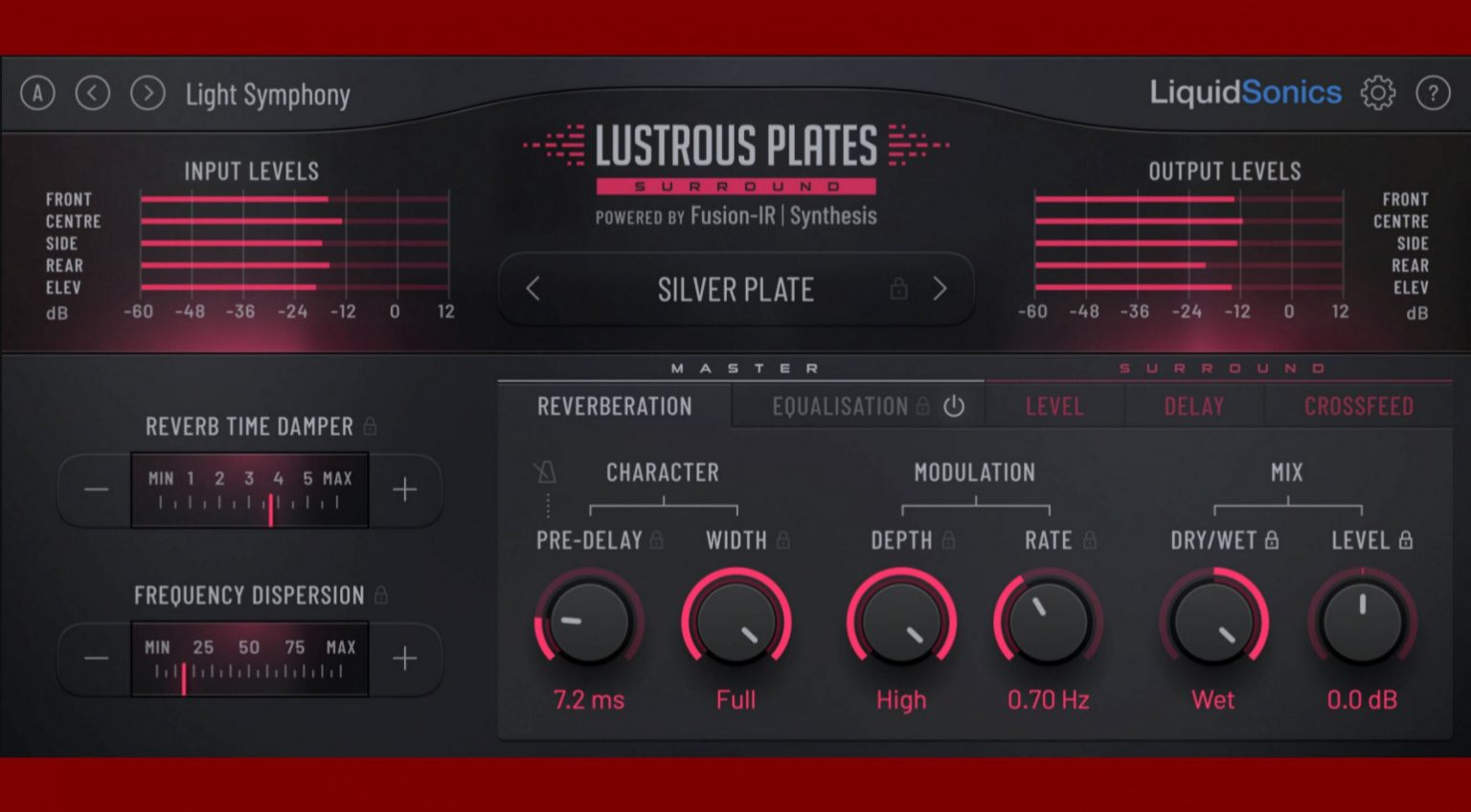 LiquidSonics Lustrous Plates Surround 10 reverb modes for