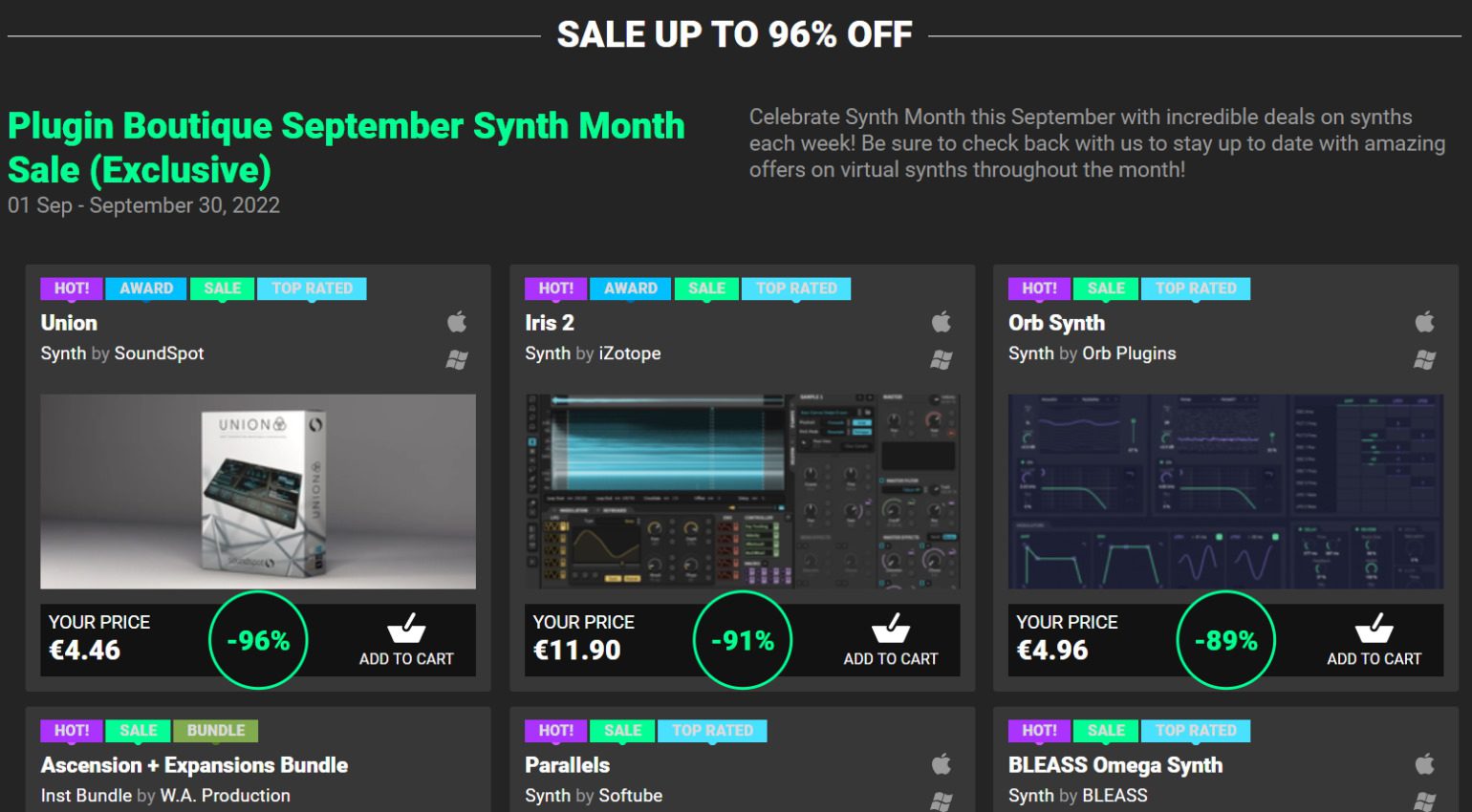 Plugin Boutique Synth Sale