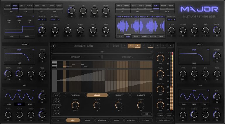 ‘MAJOR’ Multi-Layer Software Synthesizer Plugin arp