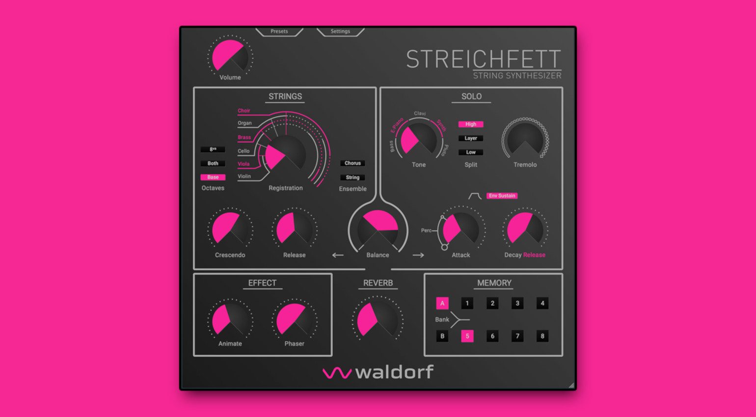 Waldorf Streichfett String Synthesizer Panel