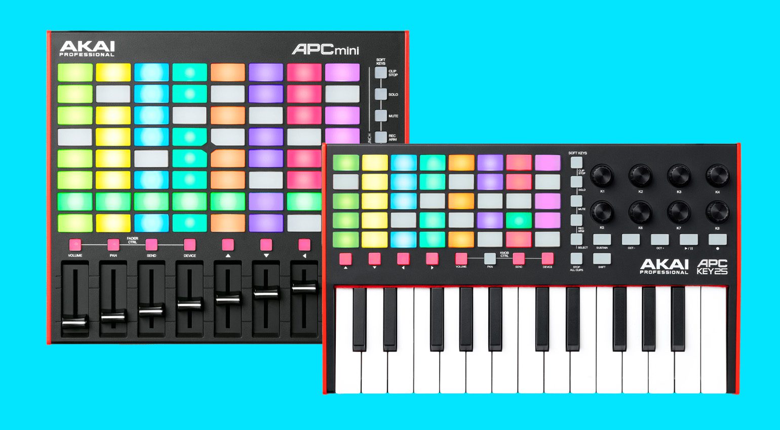 Akai Professional USB MIDI Controller 64 RGB Pads MIDI Mixer with Ableton  Live Lite APC mini MK2 