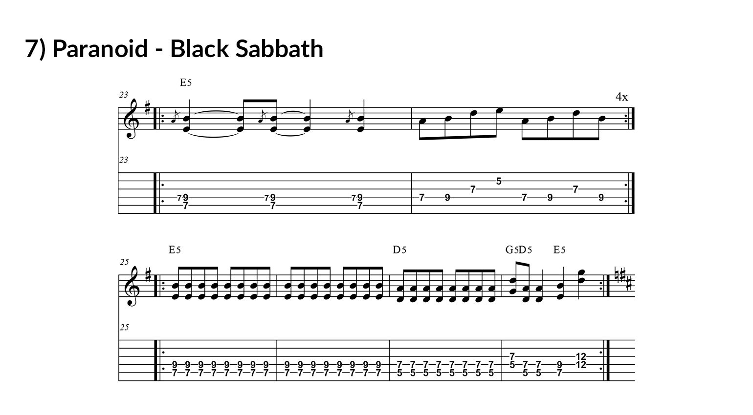Black Sabbath Chords