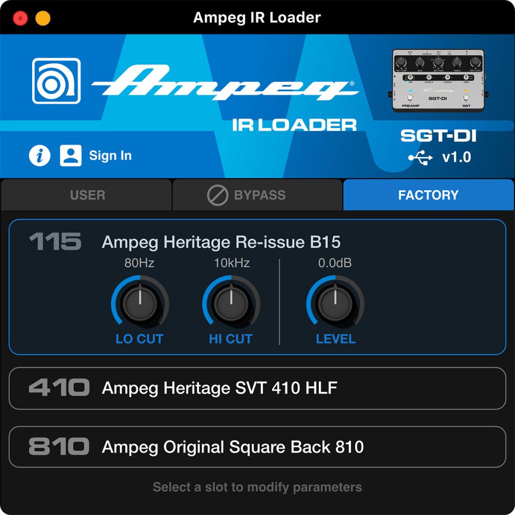 Ampeg SGT-DI app