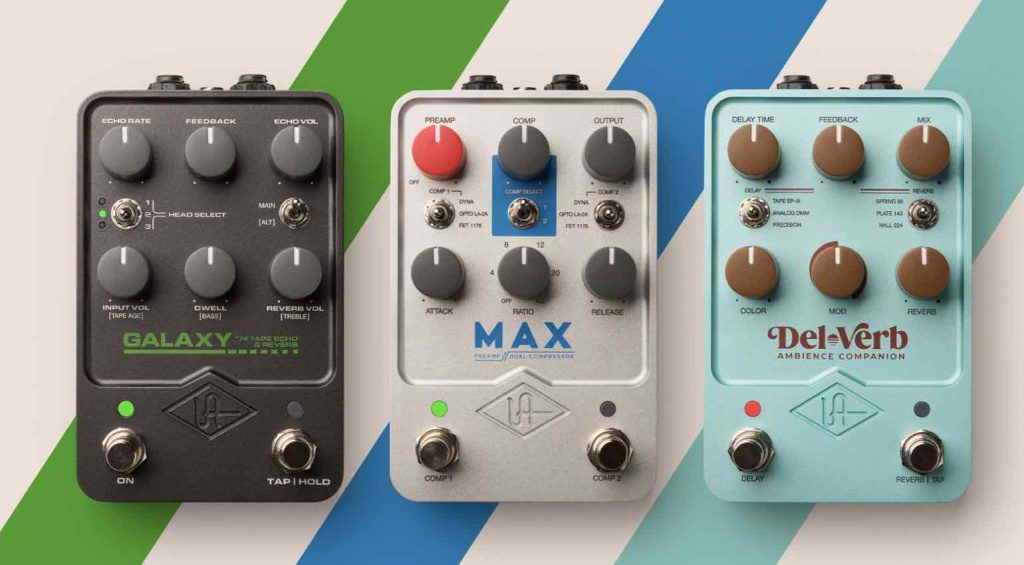 UAFX Guitar Pedals adds Galaxy '74, Del-Verb and Max - gearnews.com