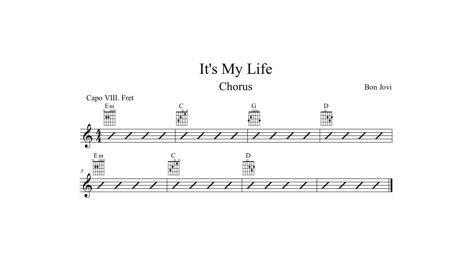 It's My Life Guitar Chords