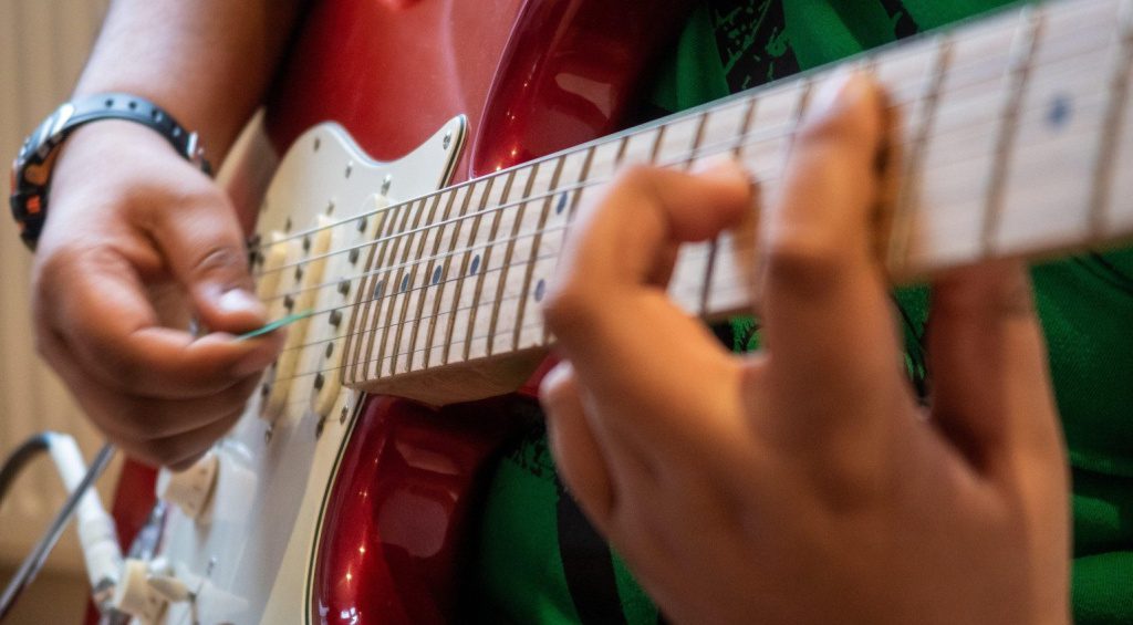 Equally fitting present for kids: an electric guitar