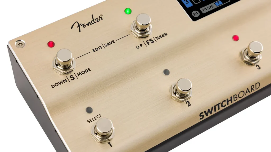 Pantalla y footswitches del Fender Switchboard Effects Operator