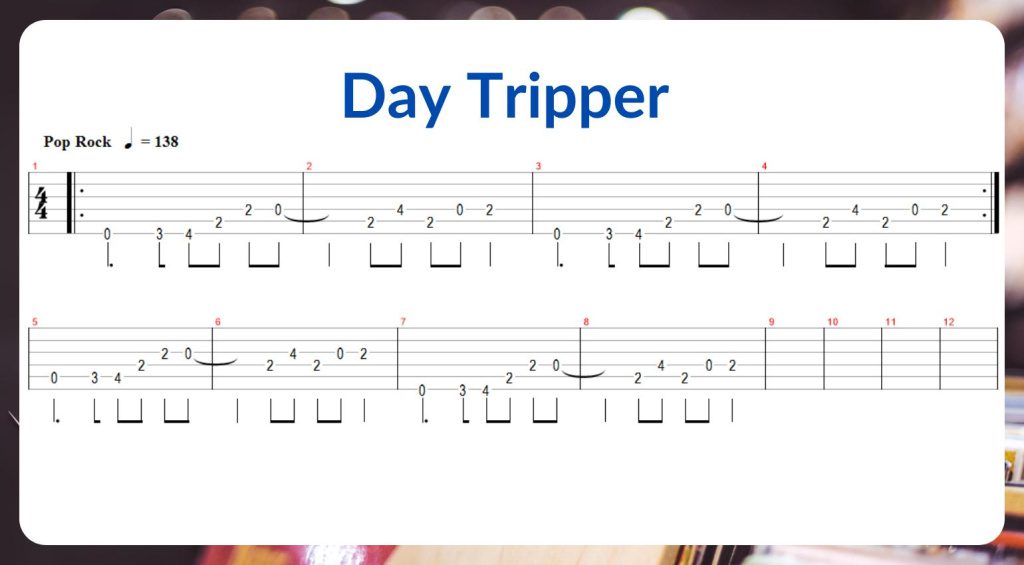 TAB de Day Tripper para guitarra 