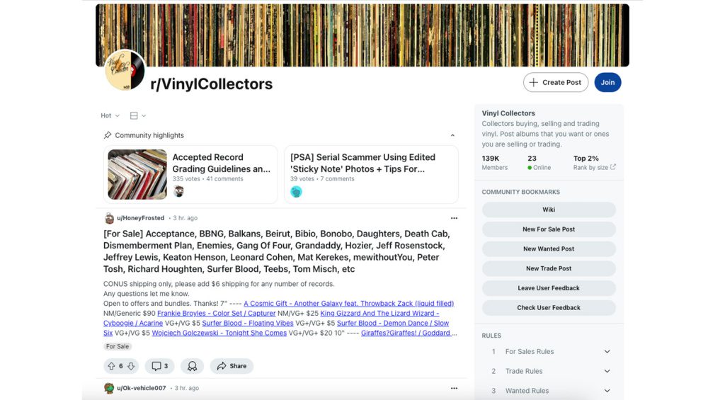 Reddit r/VinylCollectors