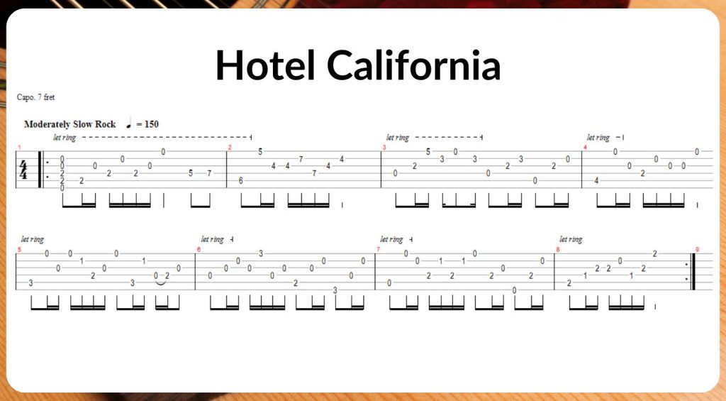 Hotel California Guitar TAB