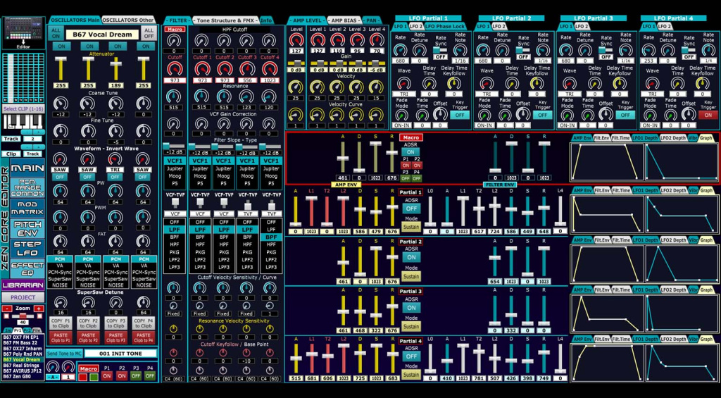 ZEN-Core editor for MC-101 and MC-707 editor main page