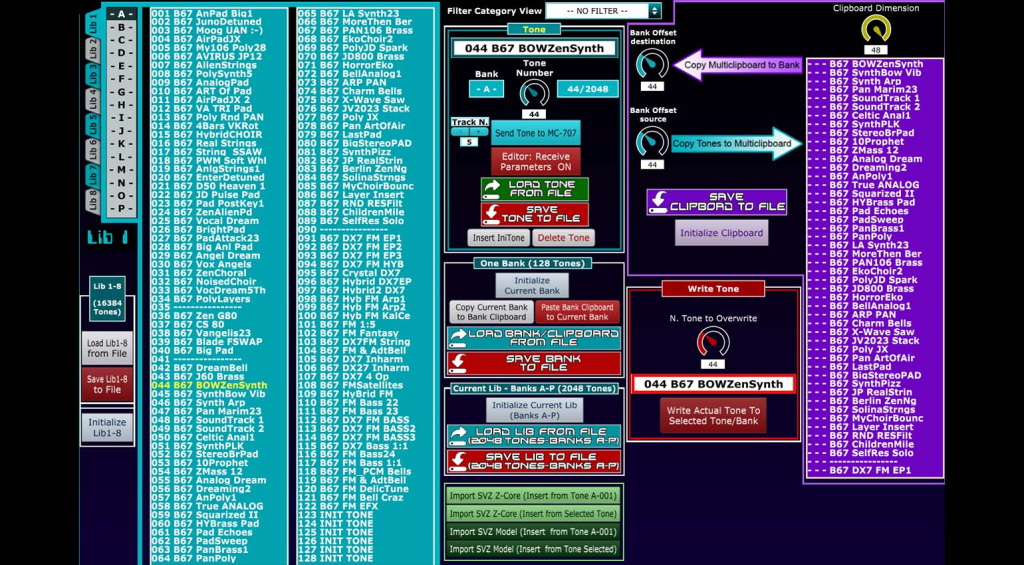 ZEN-Core editor for MC-101 and MC-707 librarian page