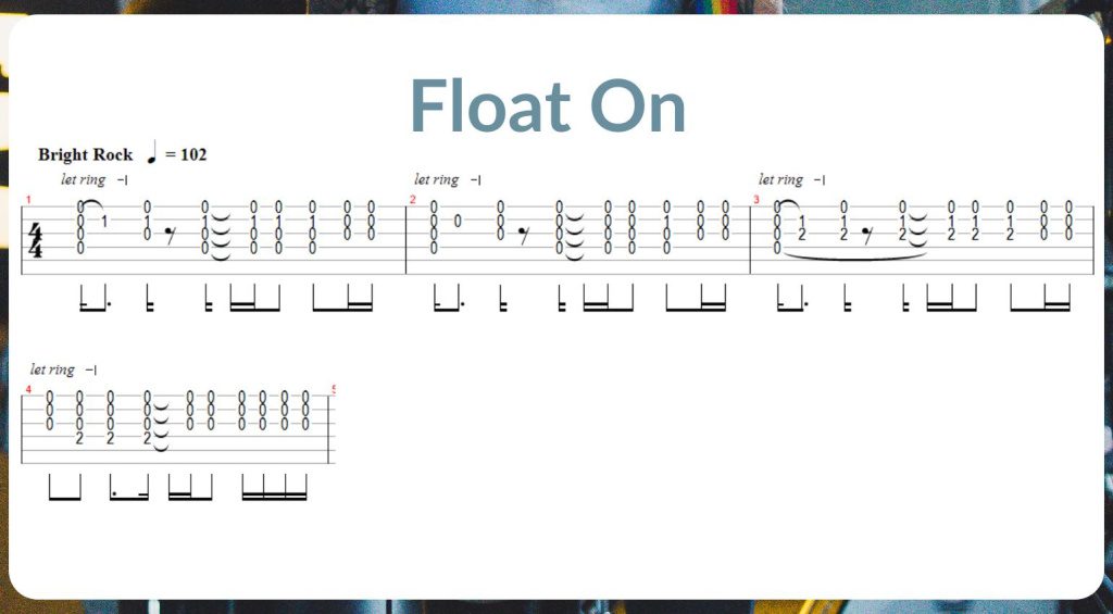 Riffs de guitarra indie de Float On 