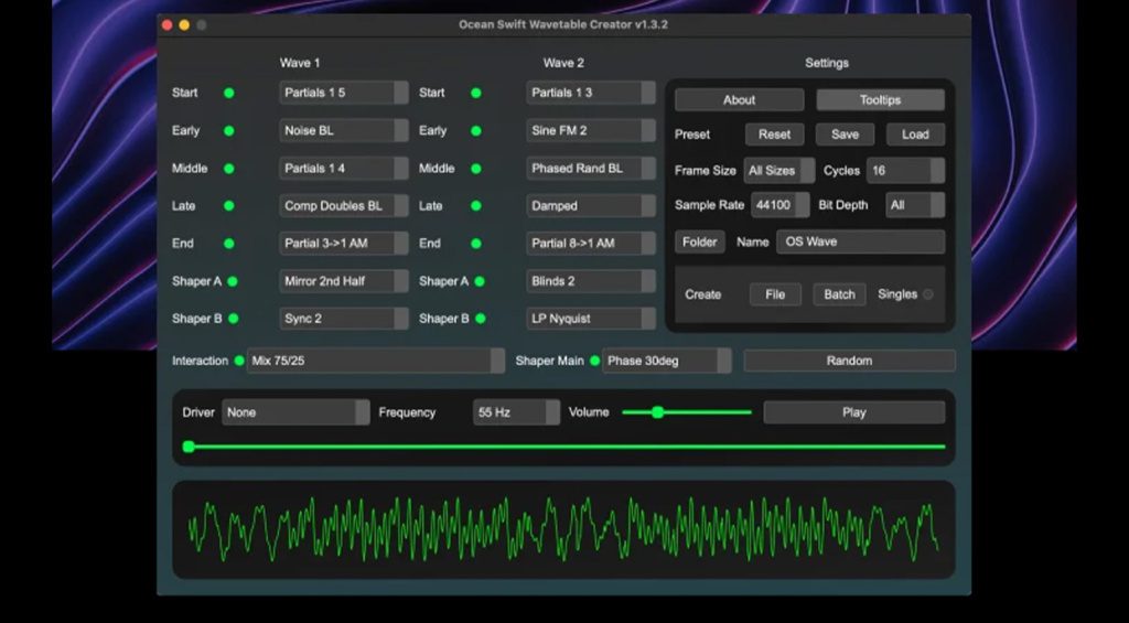 Ocean Swift Synthesis Wavetable Creator