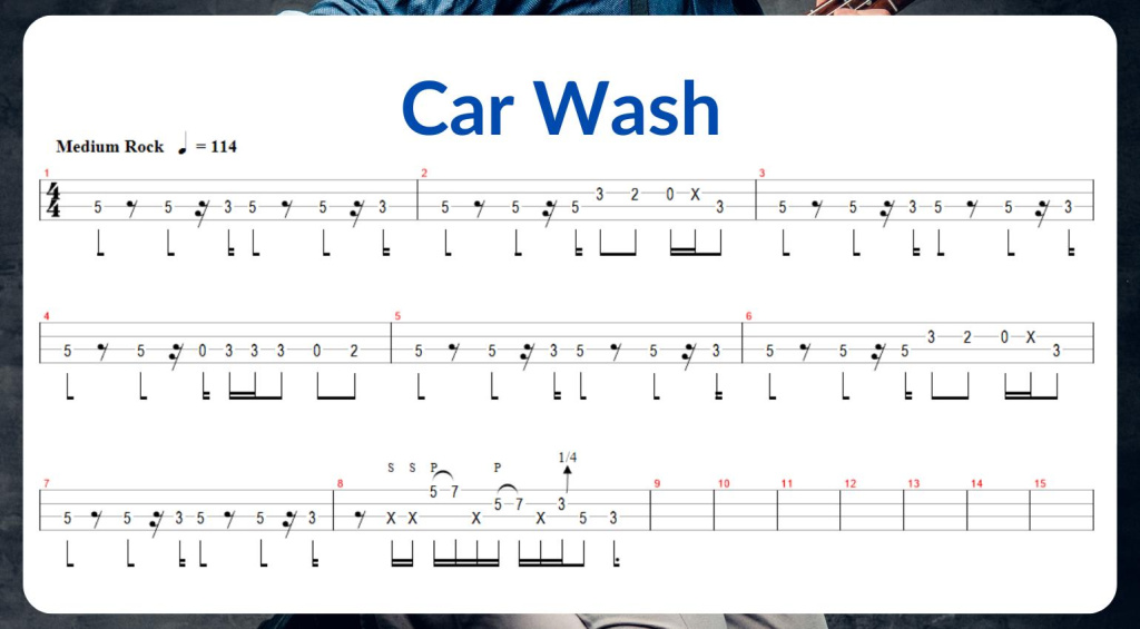 Car Wash Bass TAB 70s Bass Lines