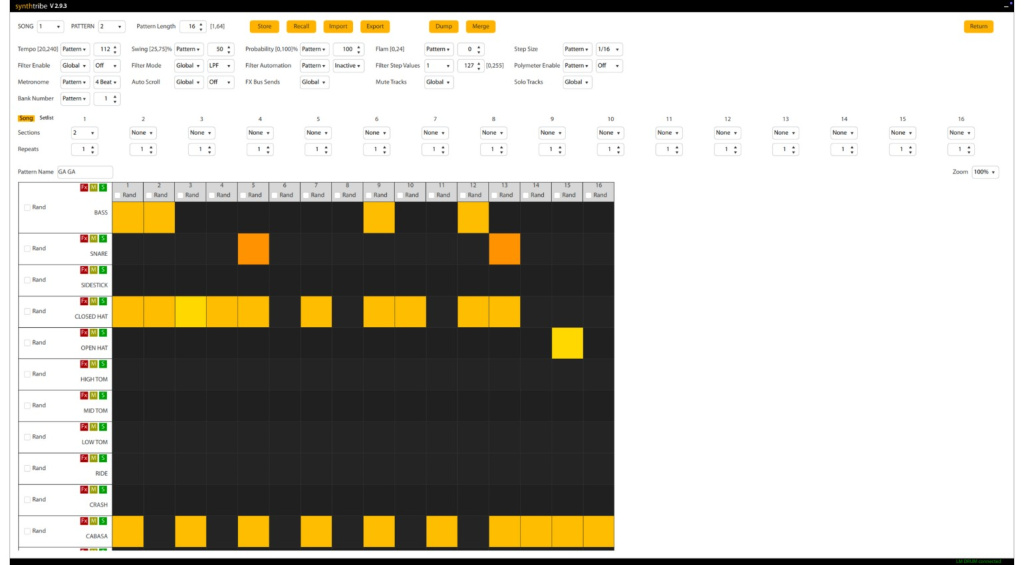 Software editor of the sequencer of Behringer LM Drum