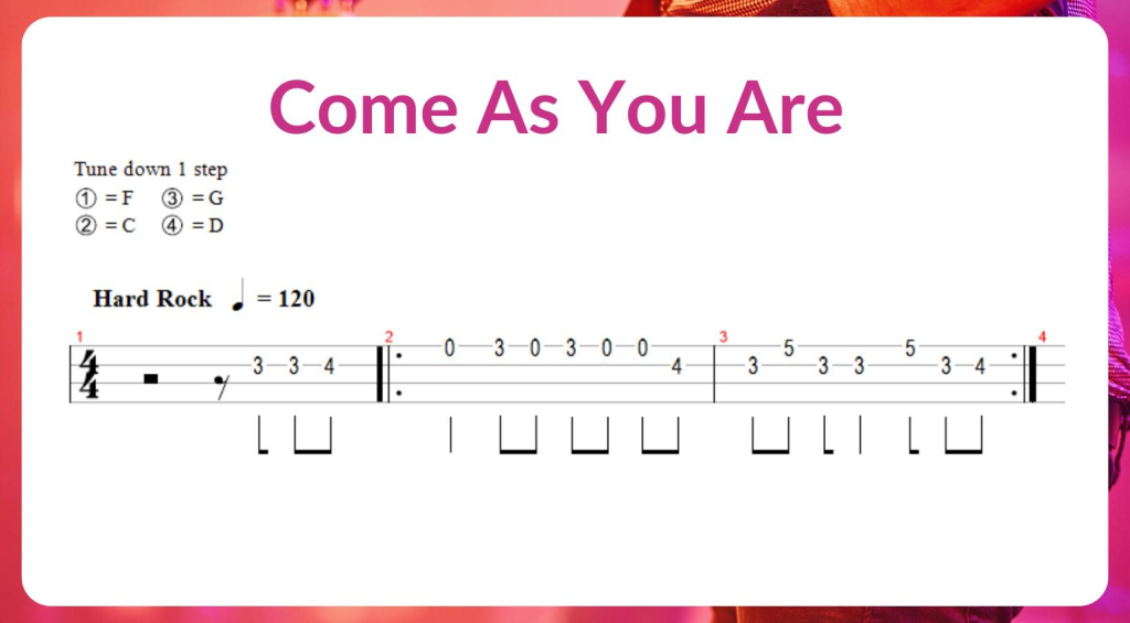 TAB de bajo de Come As You Are 