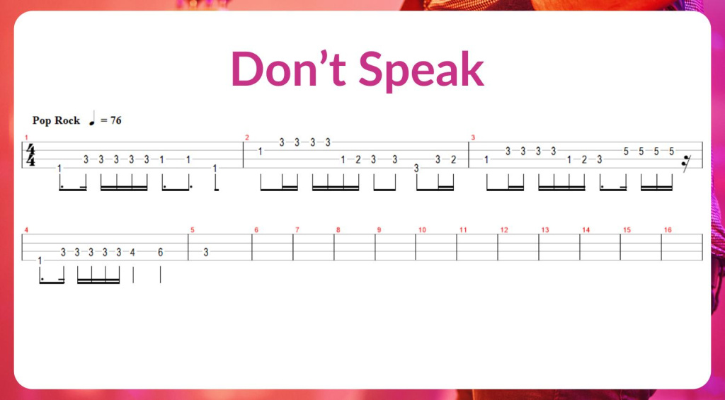 TAB de bajo de Don't Speak 