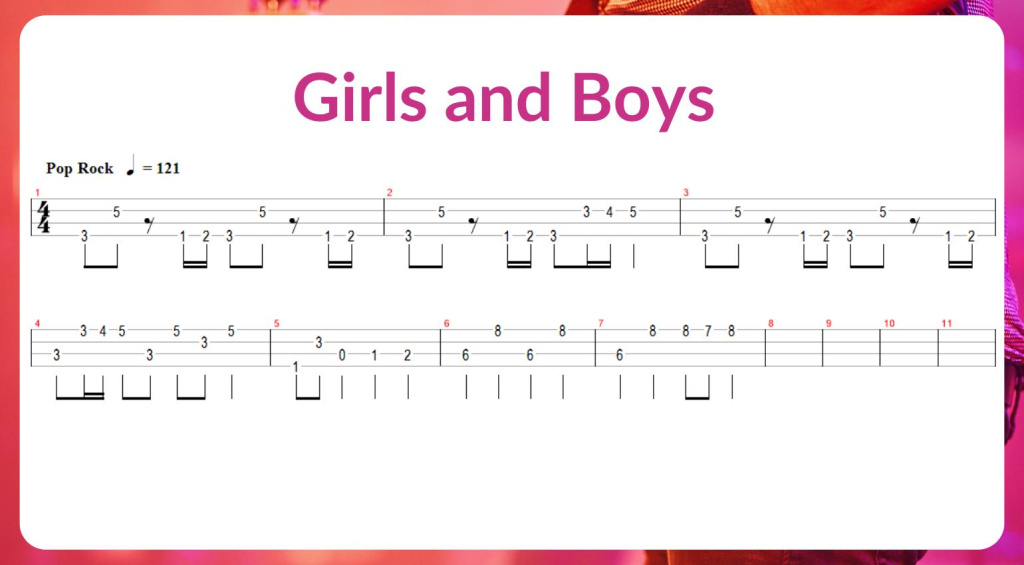 TAB de bajo de Girls and Boys 