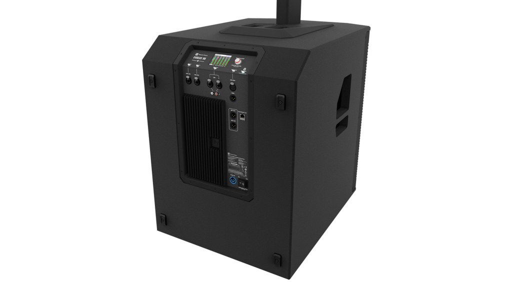 The connections on the EVOLVE 90 subwoofer