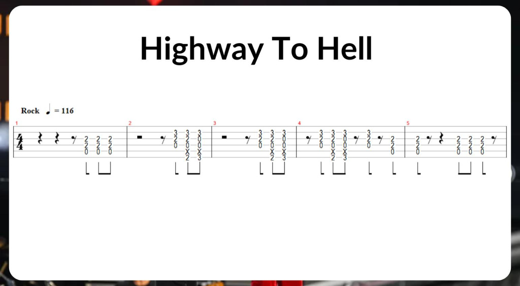 Tab de guitarra de Highway To Hell