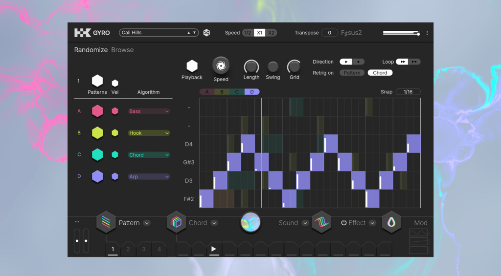 Gyro works with four layers, which you can also edit individually.